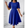 thumbnail image 6 of Elegant Midi Dress with Pockets for Women, Crew Neck, 3/4 Sleeve, A-Line Cocktail Party Dress, 6 of 9