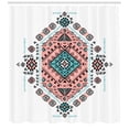 thumbnail image 1 of Ambesonne Tribal Shower Curtain, Aztec Native Art Design, 69"Wx84"L, Teal and Coral Pink, 1 of 2