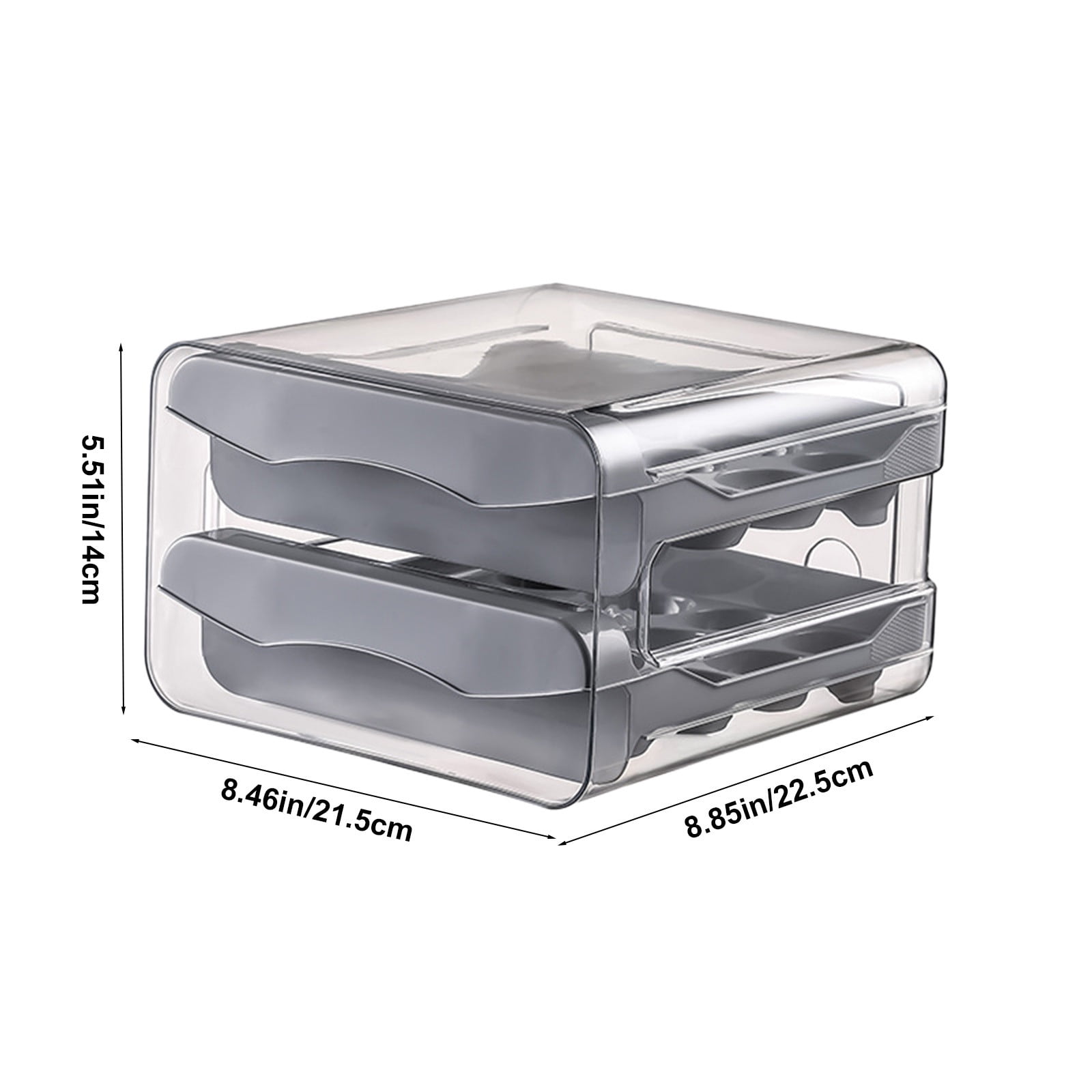 Lcxifdre Slide-Out Drawer Refrigerator Egg Storage Box - 2 Tier Shockproof Plastic Organizer, Space Saving Stackable Counter Storage Egg Holder Container