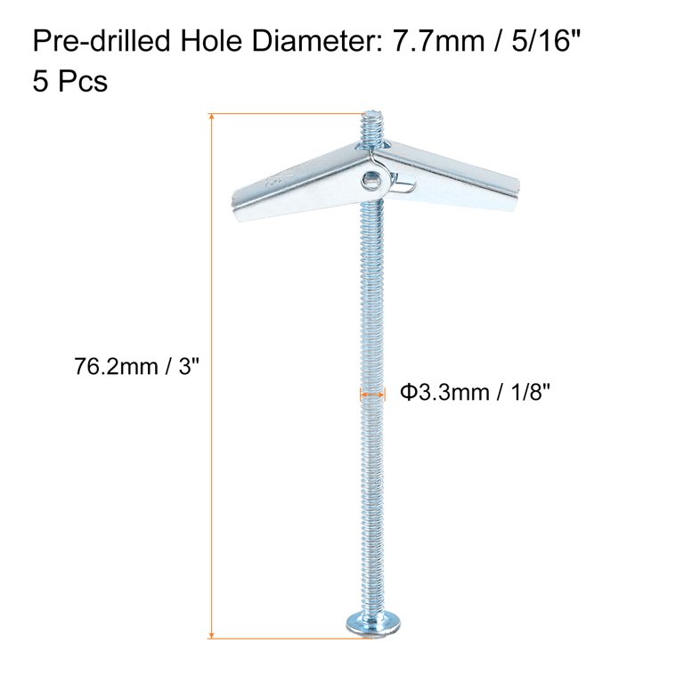 TOGGLER Toggle TA Hollow-Door Anchor – 100 Pack, Polypropylene, 1/8 To 1/4 Grip Range, #8 To #12 Screws, Made In USA