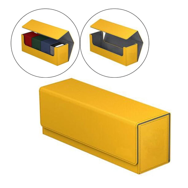 Estuche para cartas Yotijar Soporte de almacenamiento PU Card Deck Box para más de 400 piezas Colección de cartas Tcg Ccg Baseball Football Basketball Sports Deck amarillo