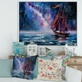 thumbnail image 2 of Designart 'Red Sails & Bright Night Sky With Wooden Sailboat' Nautical & Coastal Framed Canvas Wall Art Print, 2 of 5