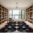 thumbnail image 2 of ODIKA Record Disc Eight Grunge Round Movie Blanket Music Note Vinyl Playful Expressive Non-Slip Chair-Friendly for Dining Room, Basement, Large Office, 2 of 7