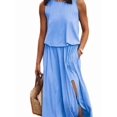 thumbnail image 3 of Jaimenalin Women'S Crew Neck Sleeveless Elastic Waist Slit Maxi Dress XL, 3 of 6