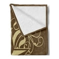 thumbnail image 2 of Prehistoric Country Soft Flannel Fleece Blanket, Baroque Style Star Floral Curves Swirls Victorian Classical Art, Cozy Plush for Indoor and Outdoor Use, 60" x 80", Brown Pale Yellow, by Ambesonne, 2 of 5