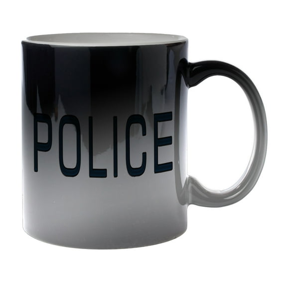 KuzmarK Black Heat Morph Color Changing Coffee Cup Mug 11 Ounce - Police
