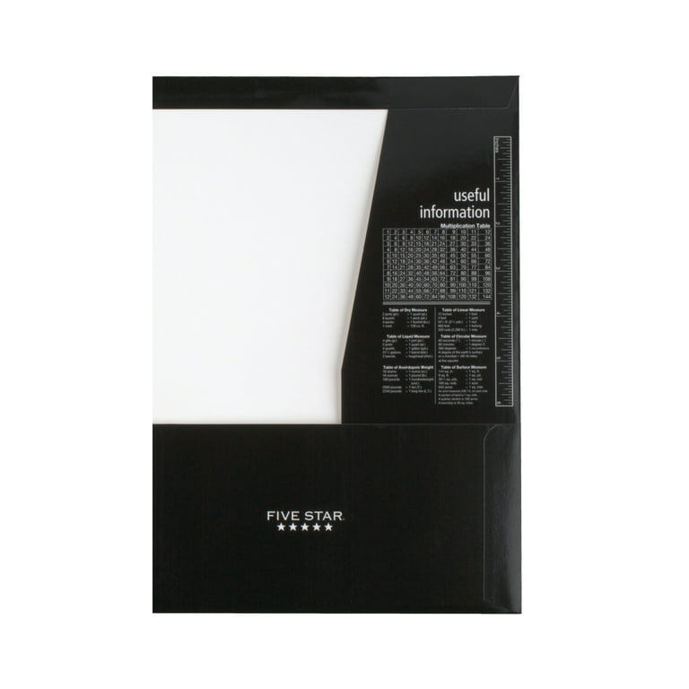 Five Star 4-Pocket Paper Folder, 12 inch x 9.5 inch , Black (33601)