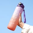thumbnail image 2 of Gradient Motivational Time Marker Water Bottle With Straw & Strap, Leakproof Sports Water Bottle For Gym Fitness,Purple,32oz(1L), 2 of 6
