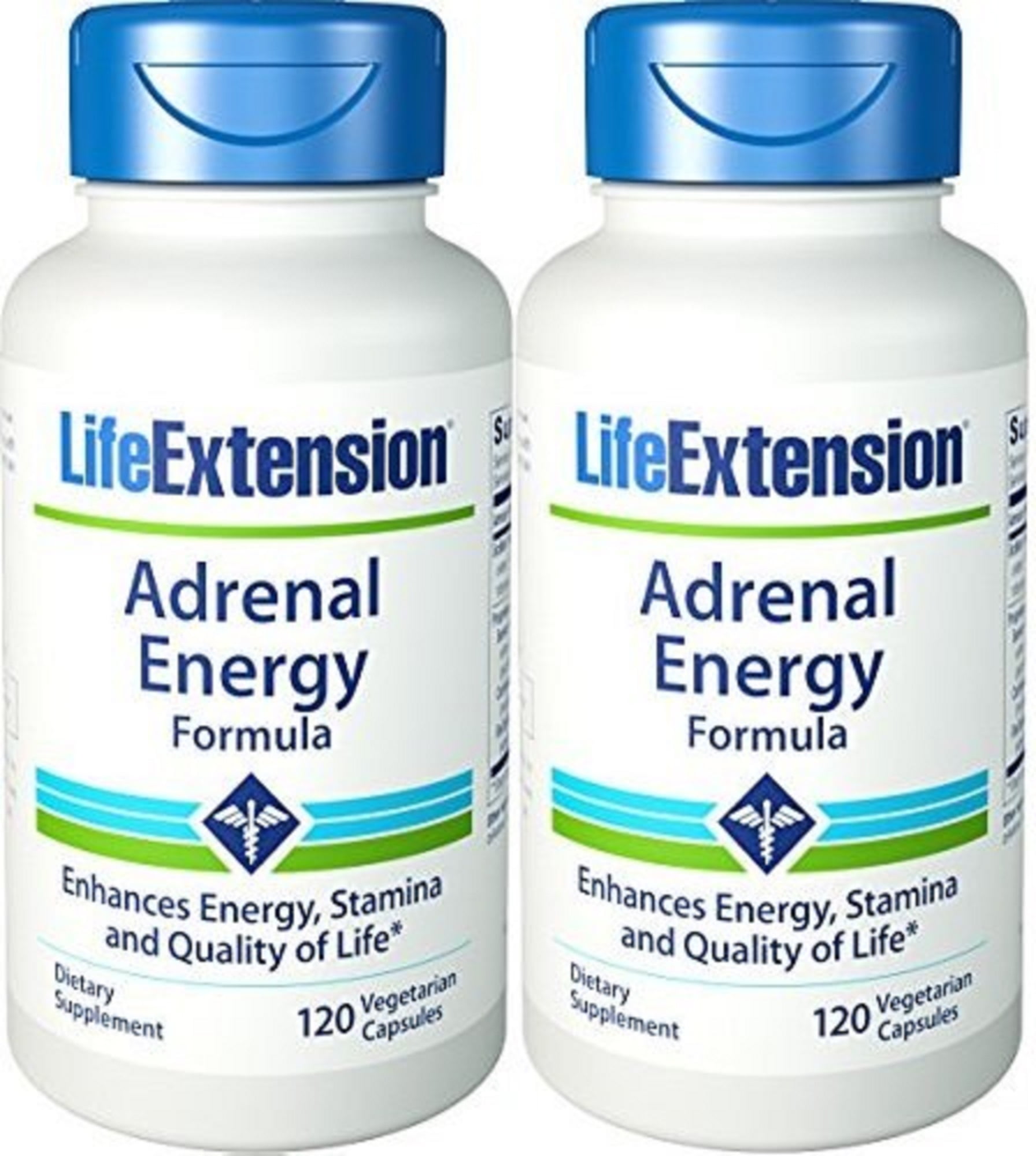Life Extension Adrenal Energy Formula 120 Vegetarian Capsules 2 Pack