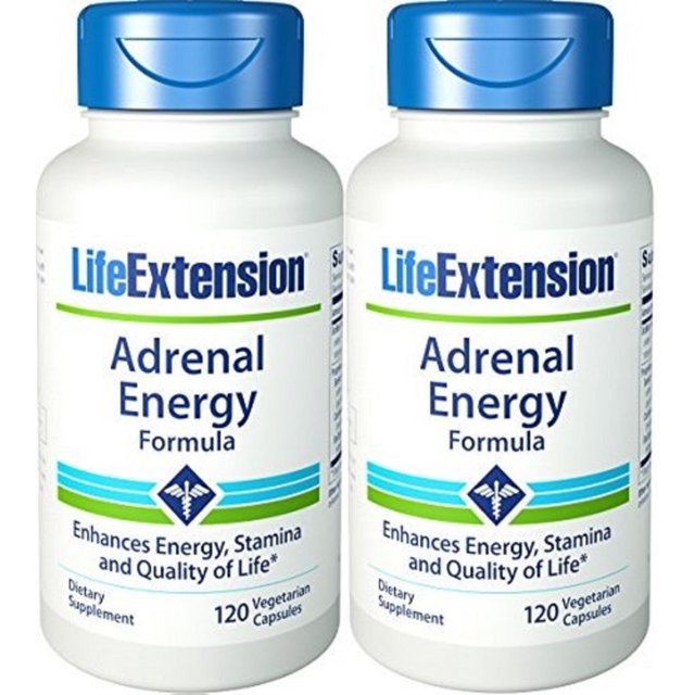 Life Extension Adrenal Energy Formula 120 Vegetarian Capsules 2 Pack