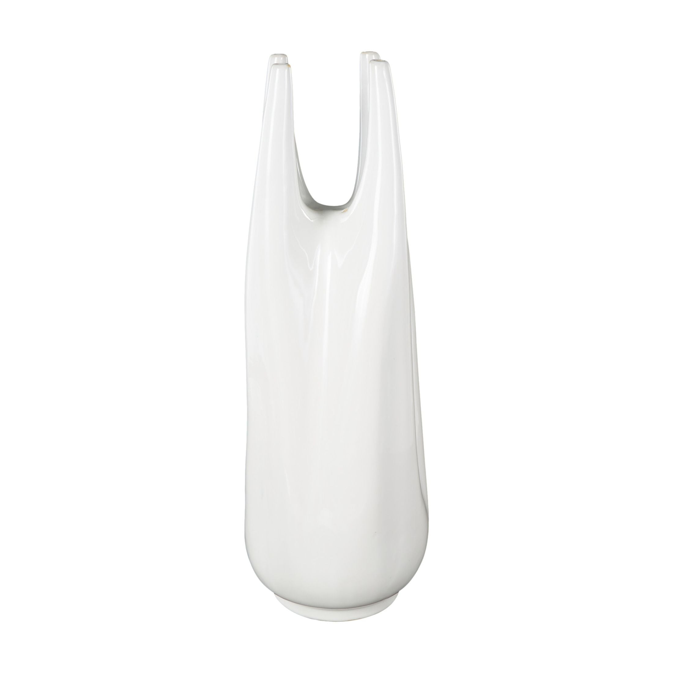 DecMode 22" Abstract White Ceramic Vase with Multiple Openings