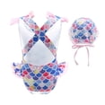 thumbnail image 3 of Toimothcn Maillot de Bain Fille Sans Manches Décontracté Écailles de Poisson Colorées Imprimé Ensemble de Bain 2 Pcs Séchage Rapide Couverture Maillot de Bain 3-4 Ans, 3 of 9