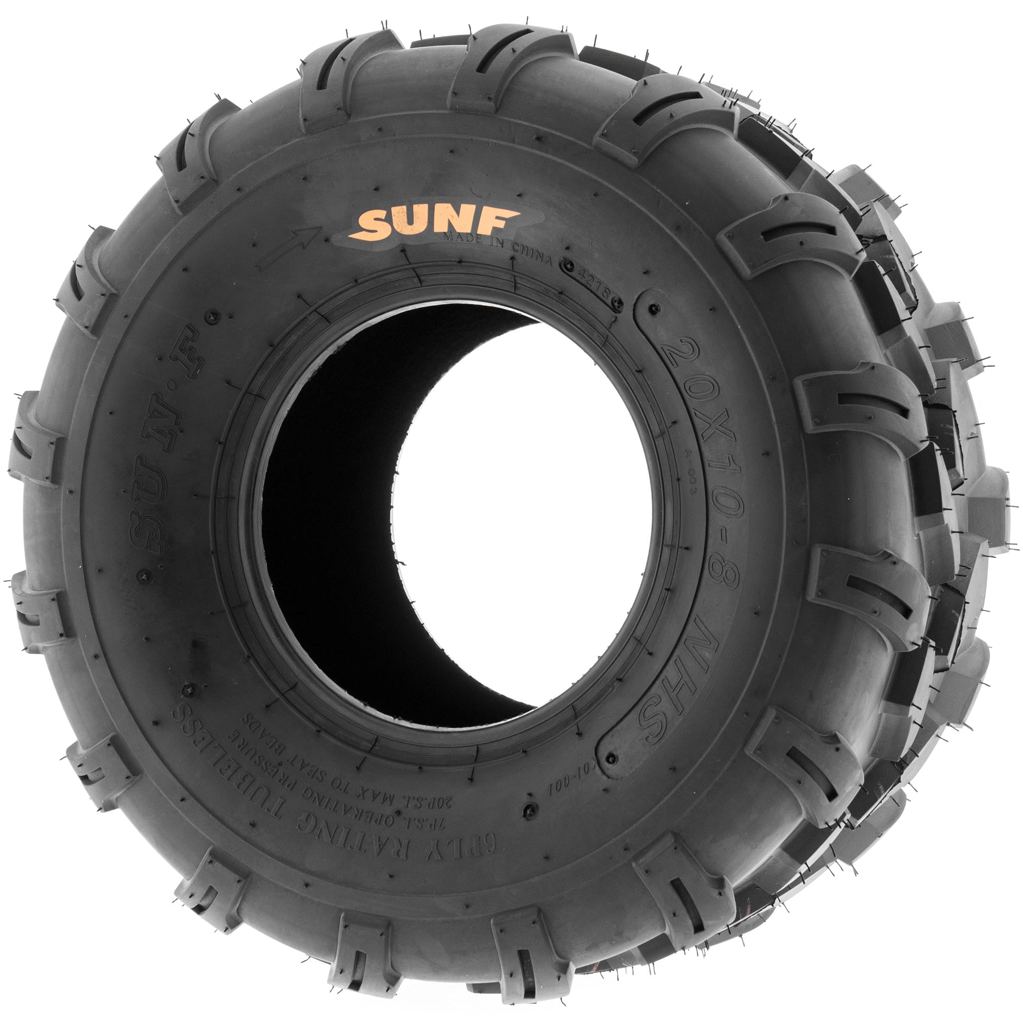 SunF ATV UTV 20x10-8 All Terrain 6 PR Tubeless Knobby Replacement Tire A003, Single