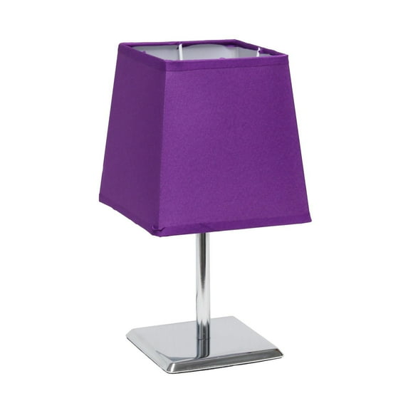 Simple Designs Mini Chrome Table Lamp with Squared Empire Fabric Shade