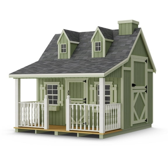 Little Cottage Co. 9x8 Pennfield Cottage Playhouse with Floor, Outdoor Wood Do-It-Yourself Kit