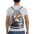 thumbnail image 2 of Drawstring Backpack - Frog With Geeky Glasses Splash Proof Small Drawstring Gym Bag for Women Men, Cinch Sports String Bag Backpack for Travel Swimming Beach, 2 of 8