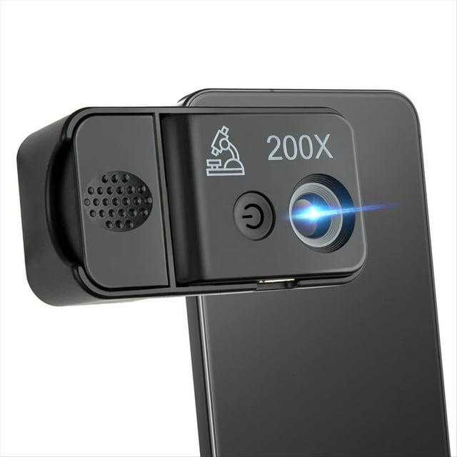 200X Phone Microscope Lens,LED/UV Lights & CPL Filter,Universal Phone Clip ,Pocket-Sized Science Tool (HD Zoom)