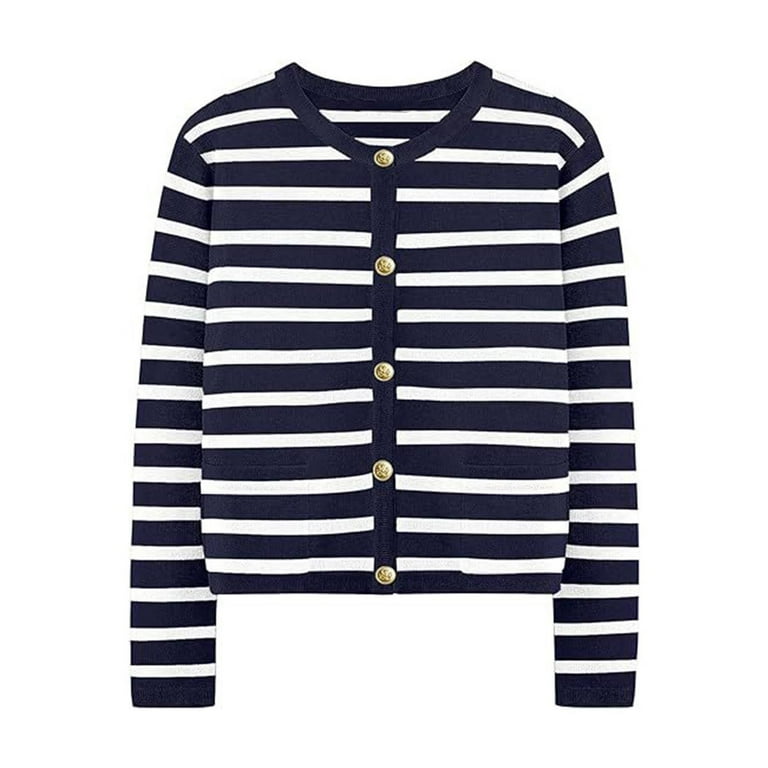 jjayotai Cardigan Sweaters for Women, Striped Button Down Long