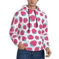 thumbnail image 2 of Pofeuu Hand Drawn Strawberry Print Mens Casual Hooded Collar Drawstring Hoodies Pullover Sweatshirts Casual Long Sleeve Shirts-3X-Large, 2 of 7