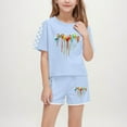 thumbnail image 2 of Piuwrlz Boys Girls Short Sets Kids Summer Outfit Set Printed Round Neck Tight Shirt T-Shirt and Shorts Set Sky Blue Size 10 Years, 2 of 9