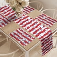 thumbnail image 2 of Ambesonne USA Table Runner & Placemats, Horizontal Wavy Stripes, Placemat 4 pcs + Runner 12"x72", Red Navy Blue White, 2 of 2