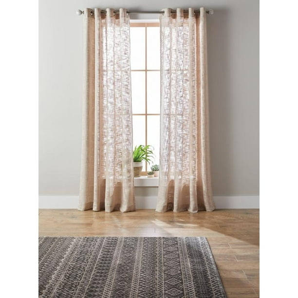Better Homes & Gardens Slub Sheer Single Window Curtain Panel Walmart