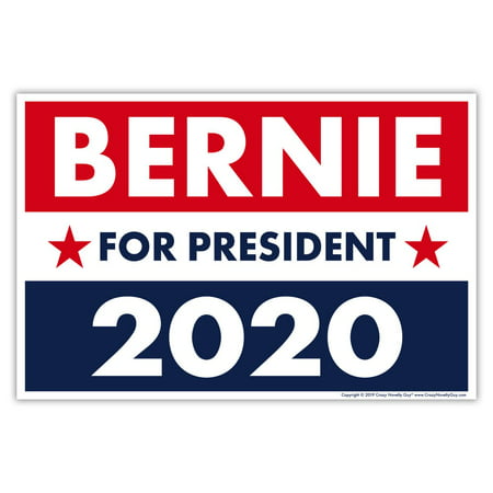 Political Campaign Yard Sign w/Stake - Bernie Sanders 2020 Democrat President (Red, White, Blue Design) - 18