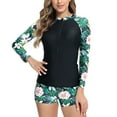 thumbnail image 4 of Enjoytime Womens Athletic 2 Piece Swimsuit with Zipper Long Sleeve Slimming Diving Suit Sports Surfing Women Swimming Bathing Suit with Boyshorts, 4 of 6