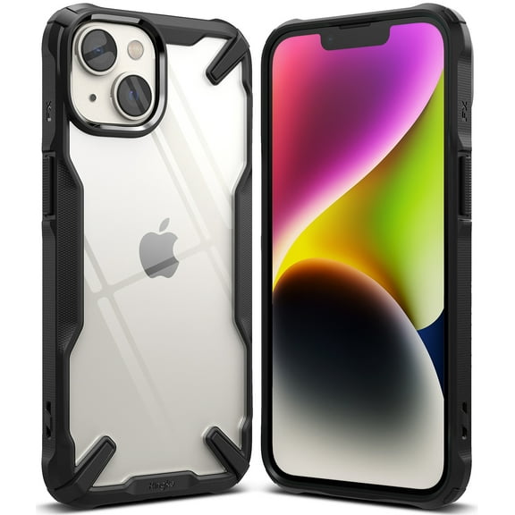 Ringke Fusion-X [Anti-Scratch Dual Coating] Compatible with iPhone 14 Case 6.1 Inches, Augmented Bumper Clear Hard Back Heavy Duty Shockproof Advanced Protective Cover - Black