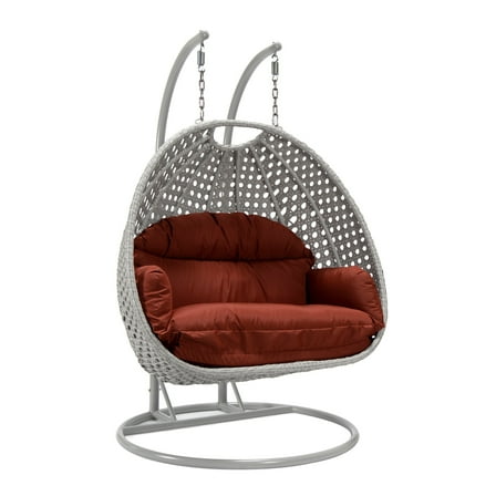 Maykoosh African Adventure Light Grey Wicker Hanging 2 person Egg Swing Chair