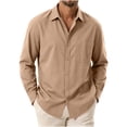 thumbnail image 2 of YODETEY Men's Long Sleeve Casual Cotton Button Down Shirt, Solid Collar Dress Shirts with Chest Pocket,Size S-3XL, 2 of 4
