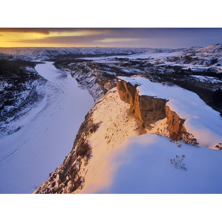 The Little Missouri River in Winter in Theodore Roosevelt National Park, North Dakota, Usa Print Wall Art By Chuck