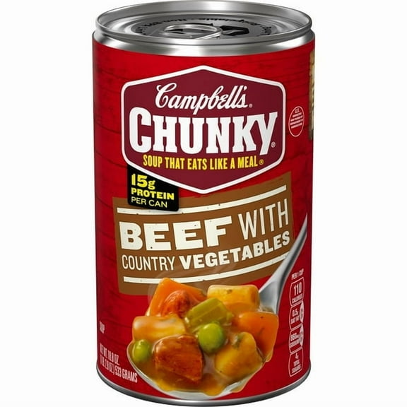 Campbell’s Chunky Soup, Ready to Serve Beef Soup with Country Vegetables 18.8 oz Can (Pack of 3)
