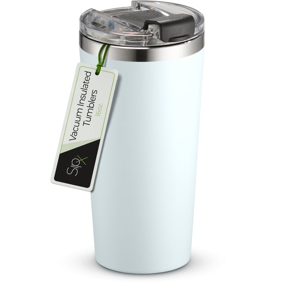 SipX™ 16 oz Insulated Coffee Tumbler with Leakproof Lid – Stainless Steel, Vacuum Insulated – Blue