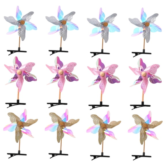 Tineasur 12Pcs Hair Clip Barrettes for Women Hair Styling Windmill Shape Clips Assorted Color