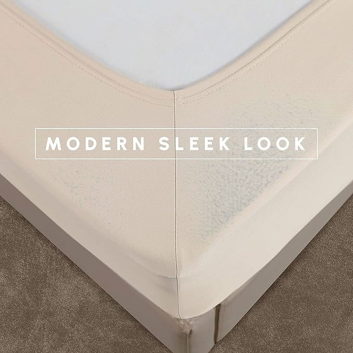 Elegant Comfort Box Spring Cover - Stretchy 4-Way Elastic Jersey Knit Alternative to Bed Skirt, Ultra Soft and Wrinkle-Free, Twin, Beige