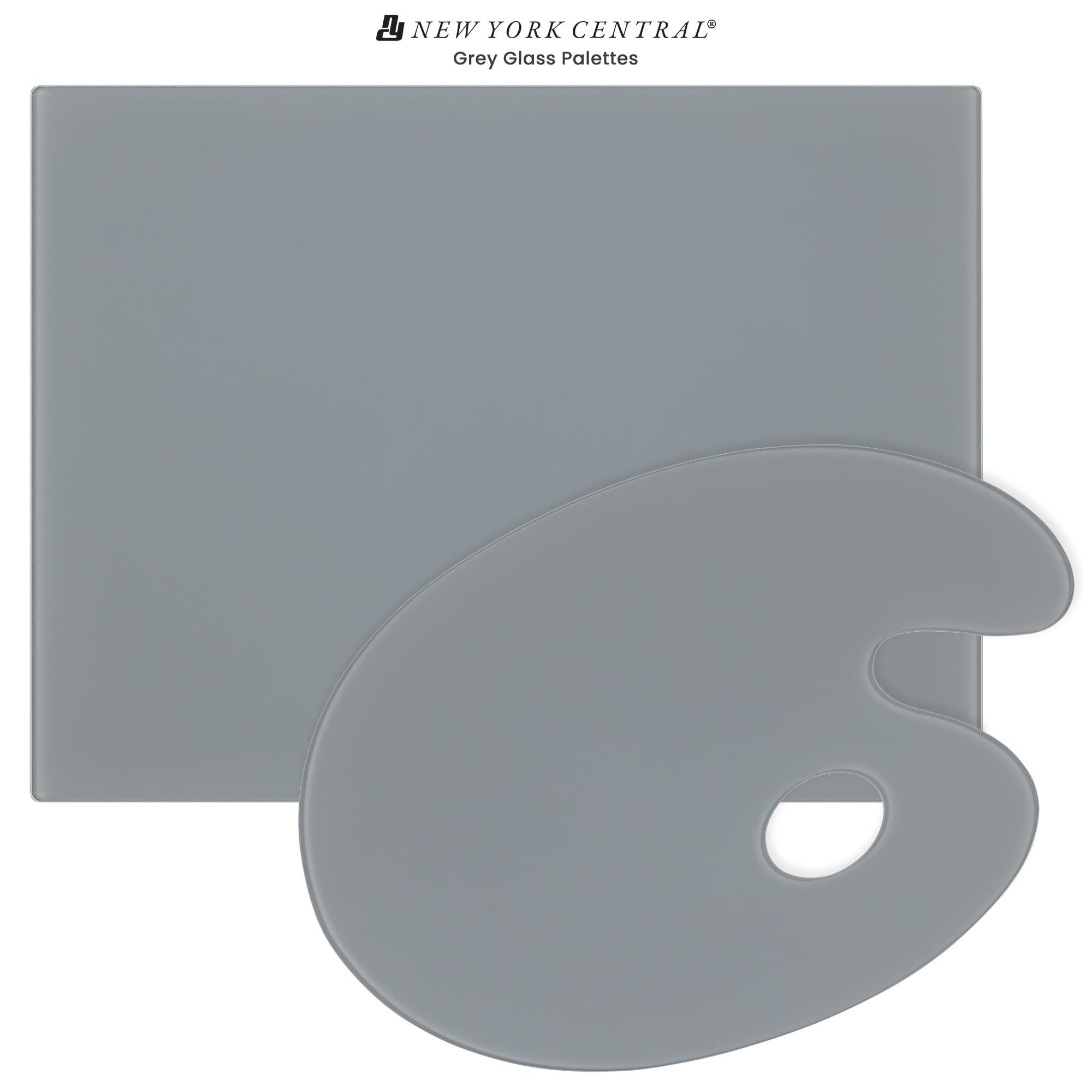 New York Central Grey Tempered Glass Palette 10x14" Oval – Scratch-Resistant, Easy-to-Clean Artist Palette for Precise Color Mixing, Reduced Glare, Solvent-Resistant
