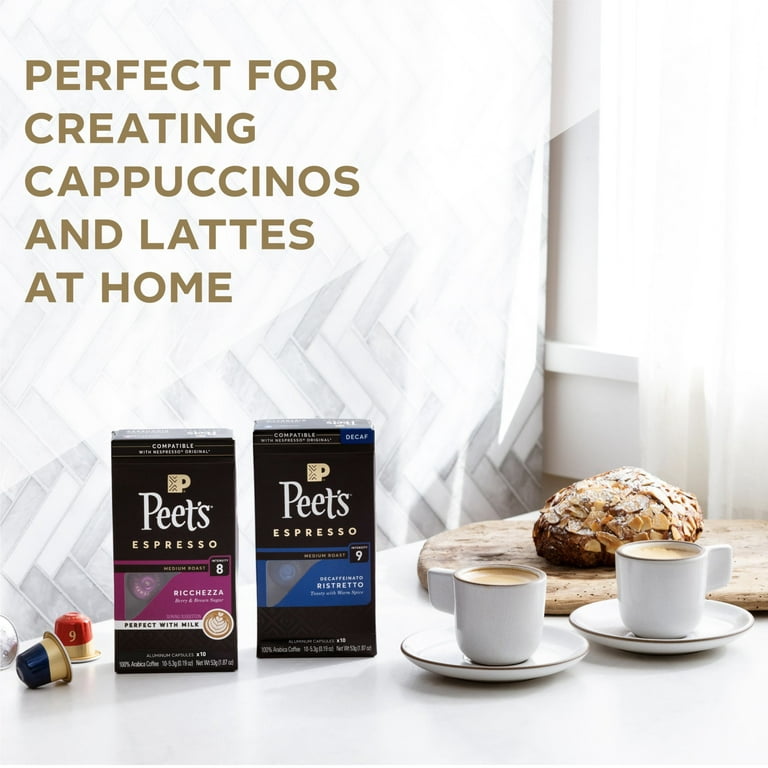 Peet's Coffee, Espresso, Medium Roast, Ricchezza, Aluminum Capsules - 10 pack, 5.3 g capsules