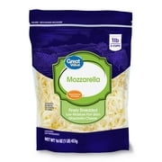 Great Value Finely Shredded Low-Moisture Part-Skim Mozzarella Cheese, 16 oz Bag