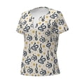 thumbnail image 2 of Goofa Snake Pattern Womens Deep V Neck Low Cut Tops Casual Summer Short Sleeve Ribbed Knit T-Shirts-Small, 2 of 5