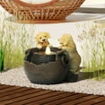 thumbnail image 4 of LuxenHome Puppy Love Farmhouse Resin Outdoor Fountain with Lights, 4 of 6