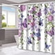 thumbnail image 1 of Cortina de ducha con estampado floral de mariposas moradas y rosas, 180 x 180 cm, 1 of 3