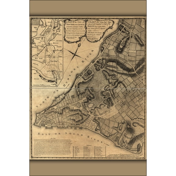 24"x36" Gallery Poster, map of new york city 1766