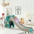 thumbnail image 3 of Patiojoy 4 in 1 Kids Dinosaur Slide Baby Play Climber Slide Set W/ Basketball Hoop Green, 3 of 8