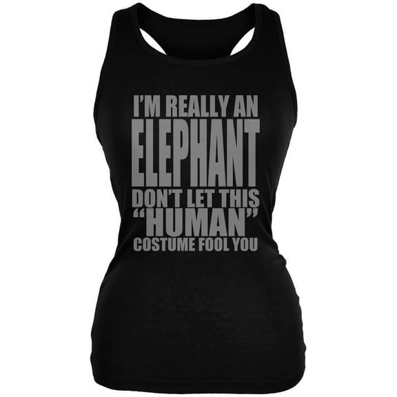 Halloween Human Elephant Costume Juniors Soft Tank Top Black LG