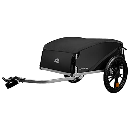 Retrospec Rover Hauler Cargo Bike Trailer Fits 20” Large Cargo Carrier 29” Bicycle Wheels Folding Frame & Weather Resistant Fabric Black 