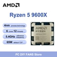 thumbnail image 2 of Procesador CPU AMD Ryzen 5 9600X Nuevo R5 9600x 5.4GHz 6 núcleos 12 subprocesos Gráficos integrados RDNA2 2CU TDP 65W Socket AM5 pero sin ventilador, 2 of 4