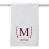 26" White Hand Towel With Dobby Border Hem with Single Letter Family Name Design