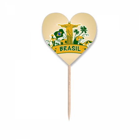 Soccer Mount Corcovado Parrot Brazil Toothpick Flags Heart Lable Cupcake Picks