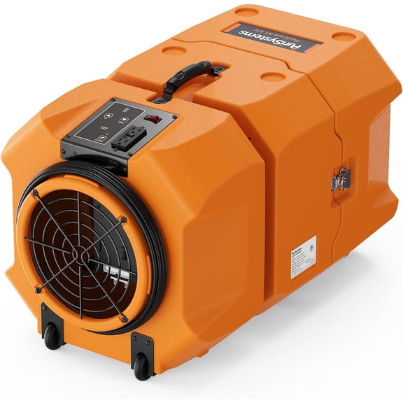 PURISYSTEMS Air Scrubber for Industrial/Commercial, HEPA Air Purifier with Light, 3-Stage Filtration,1100 sq.ft, 900 CFM, Stackable, GFCI Outlet